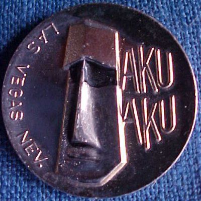 Vintage 1960s Las Vegas Hawaiian Tiki Aku Aku Good Luck Coin Token 