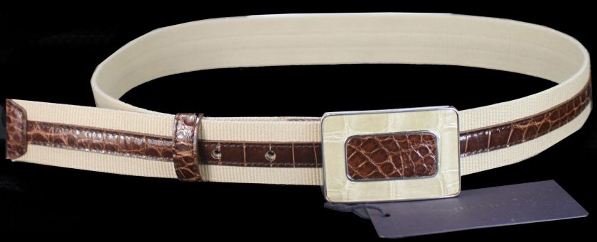 NEWT$BEAUT CROCODILE CANVAS PRADA UNIQ BELT 1AUTH 30  