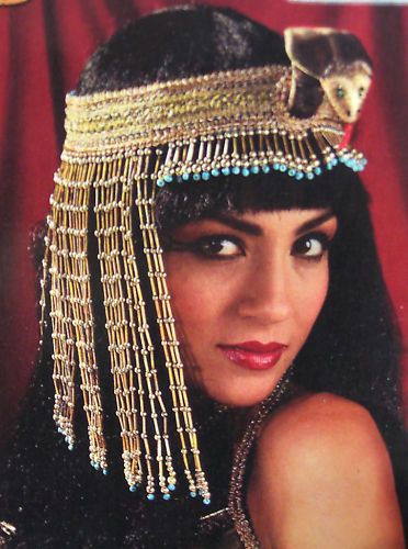 CLEOPATRA Gold BEADED HEADPIECE w/ ASP Cleo Costume  