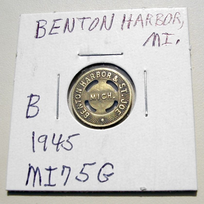 1945 MI Transit Token Benton Harbor & St. Joe Michigan  