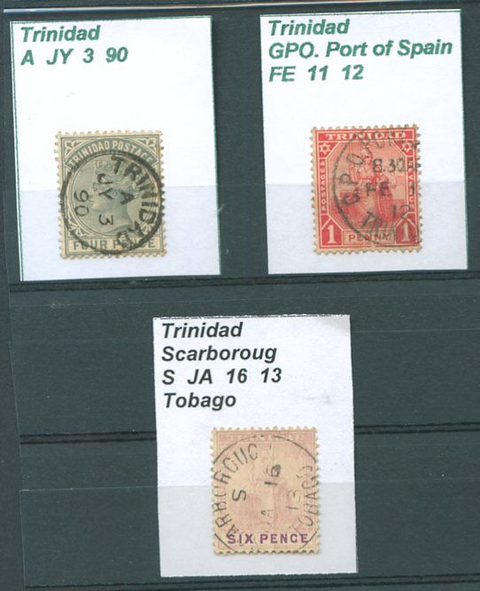 BRITISH TRINIDAD 3 Old Stamps Good Cancellations VF  