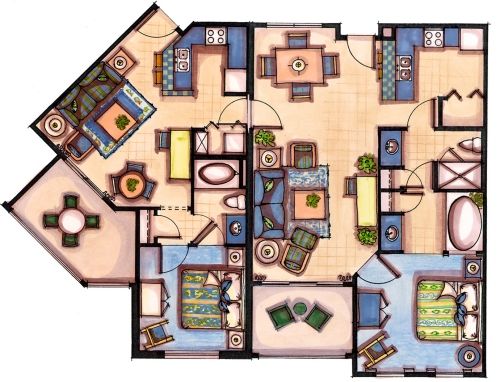 Bedroom Villa Floorplan A and B