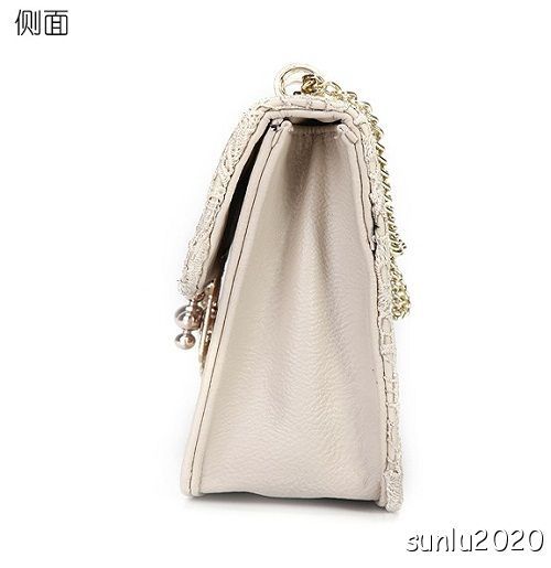   White Lace PU Leather Clutch Evening Bag Handbag Purse 0086  