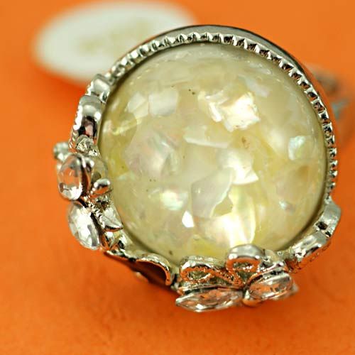 r8017 Size 6.5 18K White GP Gemstone Zircon CZ Lovely Butterfly Flower 