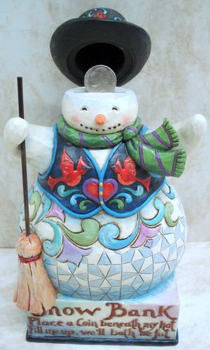 JIM SHORE Snowman Money Bank holiday SNOWMAN 4015623  