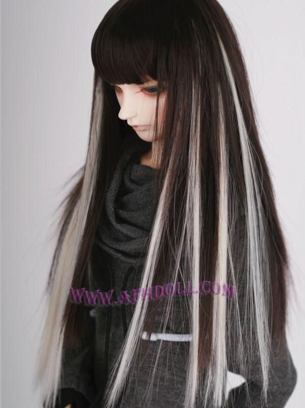 10 1/3 SD doll wig Super Dollfie BJD Long Hair black+ light gold 