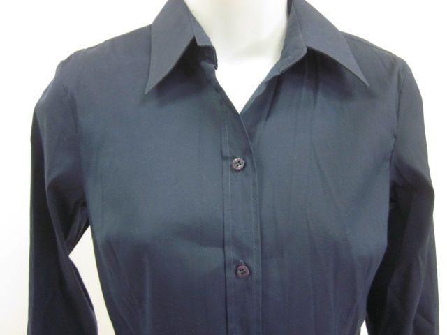 ZARA WOMAN Navy Cotton Button Down Top Blouse Sz M  