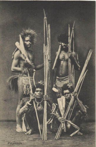 dutch new guinea, Native Papua Warriors, Bow Spear 10s  