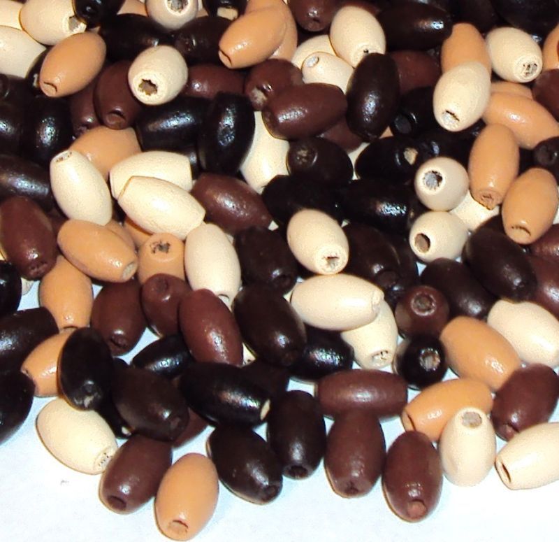 Multi Brown Assortment 10x6 Oval Wood Bead 250/pk W141f  