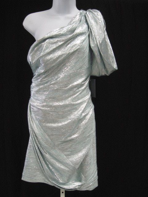 NWT ZAC POSEN Aqua One Shoulder Lane Swirl Dress Sz 4  