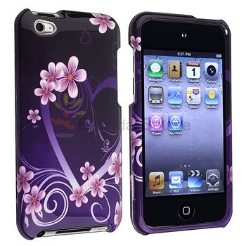 Purple Heart Hard Case Accessory+Privacy LCD Guard for iPod Touch 4th 