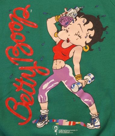 Betty Boop Sweatshirt Green Gym Workout Sweats  