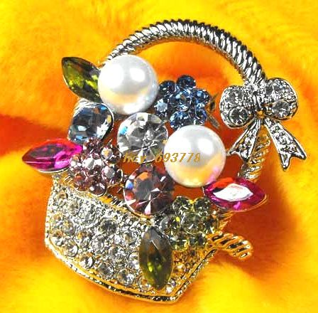 Wholesale 6pcs Party/Prom Basket Rhinestone Brooches  