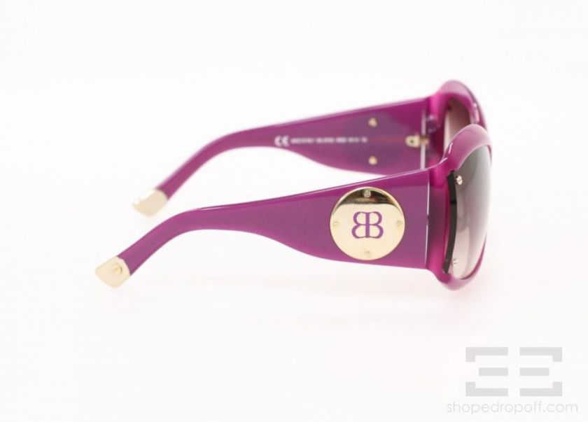 Balenciaga Purple Resin And Gold Monogram Square Frame Sunglasses 