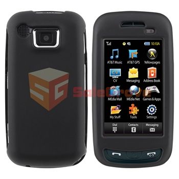 BLACK SNAP ON RUBBER COATED HARD PHONE CASE COVER For SAMSUNG A877 