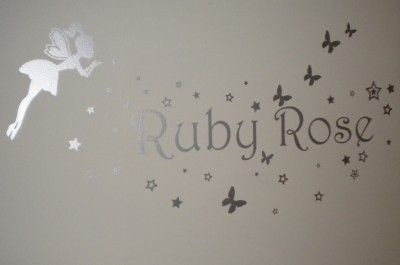 PINK Fairy Blowing Stars Wall Stickers + Butterflies  