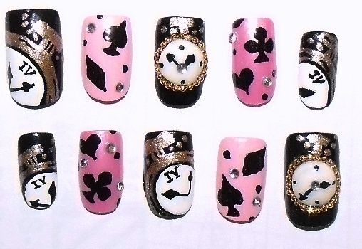 Japanese false fake nail art tips 3d Clocks pink cute  