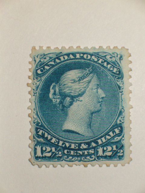 Canada Stamp   Scott # 28   12 1/2 Cents Blue 1868 76  