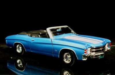 1971 Chevrolet Chevelle SS 454 Convertible Diecast 118 Blue w/white 