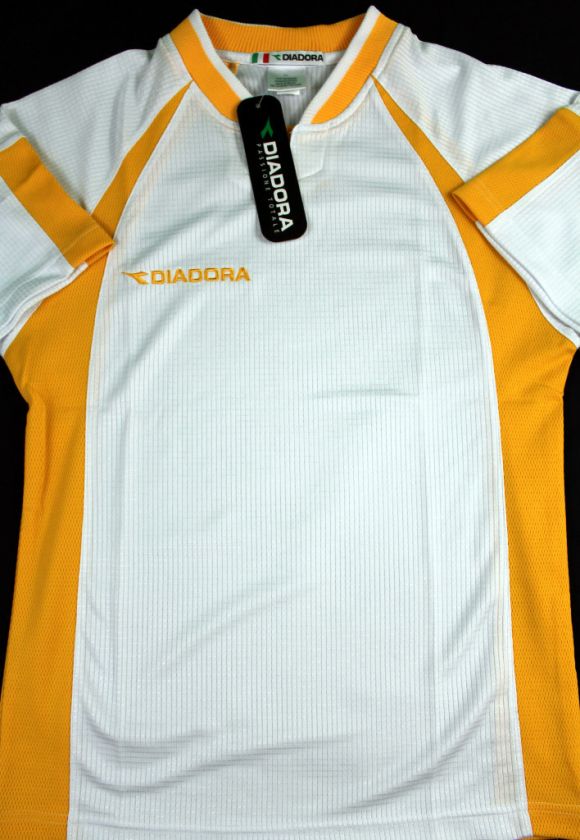 DIADORA WHITE/YELLOW ROMA TEAM JERSEY SIZE YL  