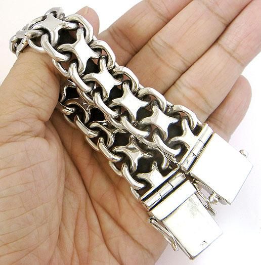 140g HEAVY LARGE 925 STERLING SILVER BRACELET BIG BIKER CHAIN LINK 