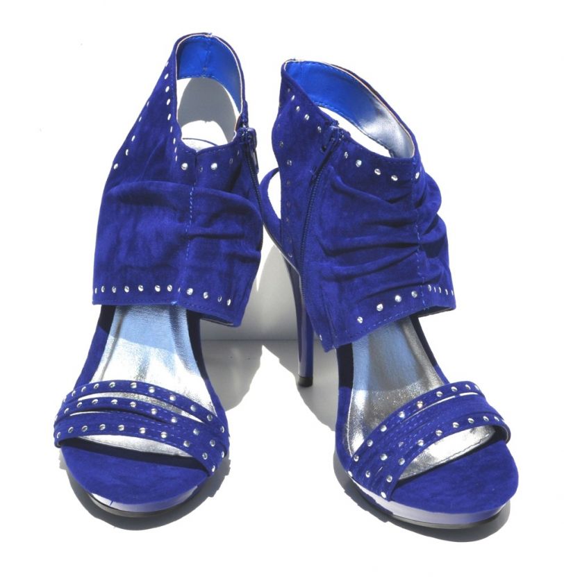   Royal Blue Velvet Sexy Womens High Heel Slingback Sandals (Retail $79