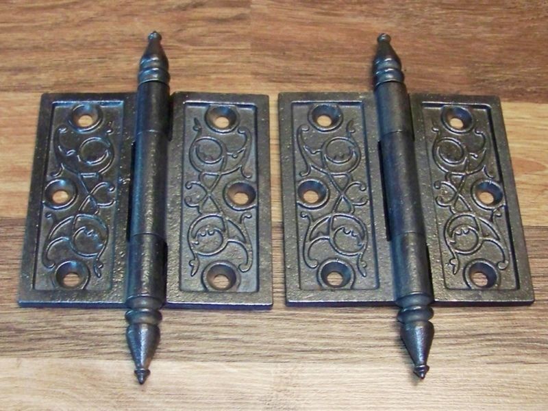 Door Hinges 4 X 4 rare pins old antique Victorian cleaned 