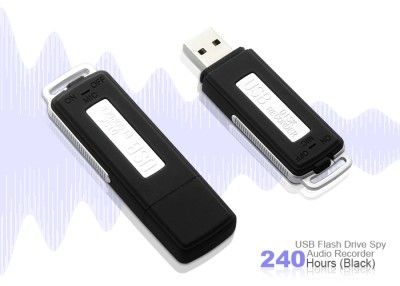 USB Flash Drive Spy Audio Recorder   240 Hours (Black)  