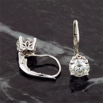 CT 14KW MOISSANITE LEVER BACK EURO SCROLL EARRINGS  