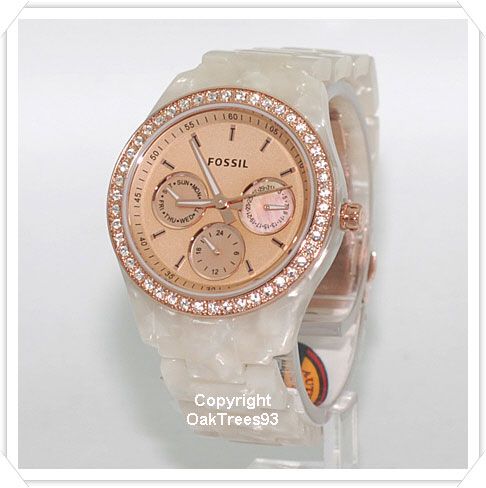 FOSSIL WOMENS STELLA PEARLIZED ROSE WATCH ES ES2887  