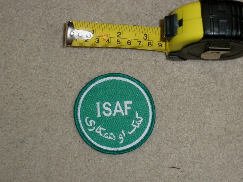 ISAF AFGHANISTAN VELCRO BACKED ARABIC PATCH GREEN #2  