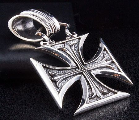 CHOPPER IRON MALTESE CROSS SOLID 925 STERLING SILVER MENS CHARM 