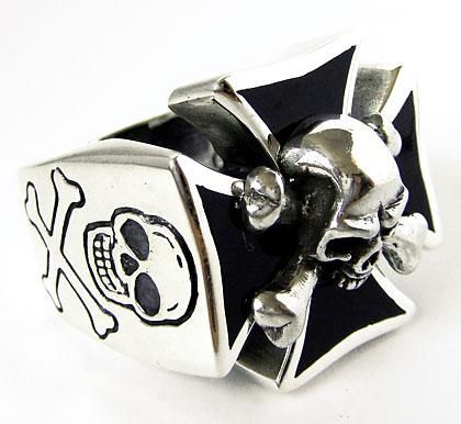 CHOPPER CROSS BONE SKULL STERLING SILVER MEN RING 7.25  