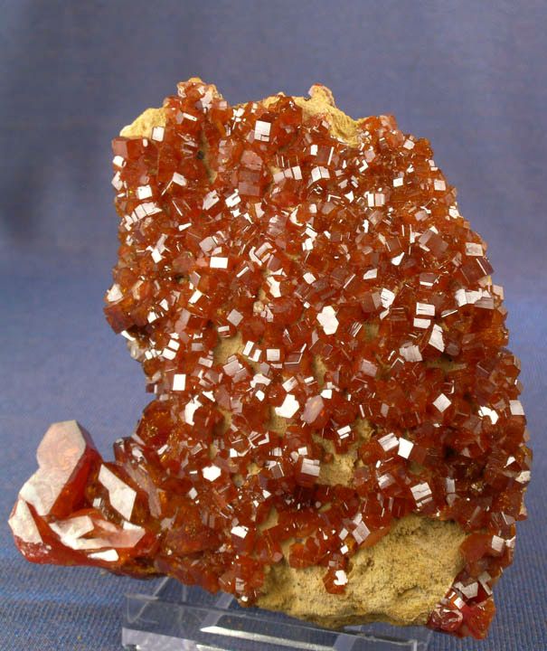 WORLDCLASS FIRE RED VANADINITE w A ONE INCH CRYSTAL  