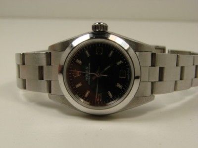 LDS ROLEX OYSTER REF 76080 WATCH. BLACK EXPLORER DIAL  