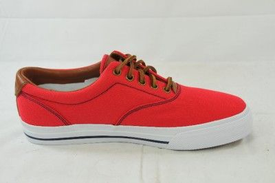   RALPH LAUREN VAUGHN   CANVAS/LEATHER RED BOAT SHOES 13D (#3473)  