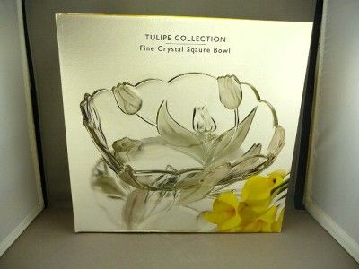 Tulipe Fine Crystal Square Bowl Studio Silversmiths VGC  