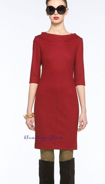 DIANE VON FURSTENBERG $398 Cranberry THANDI Wool DRESS  