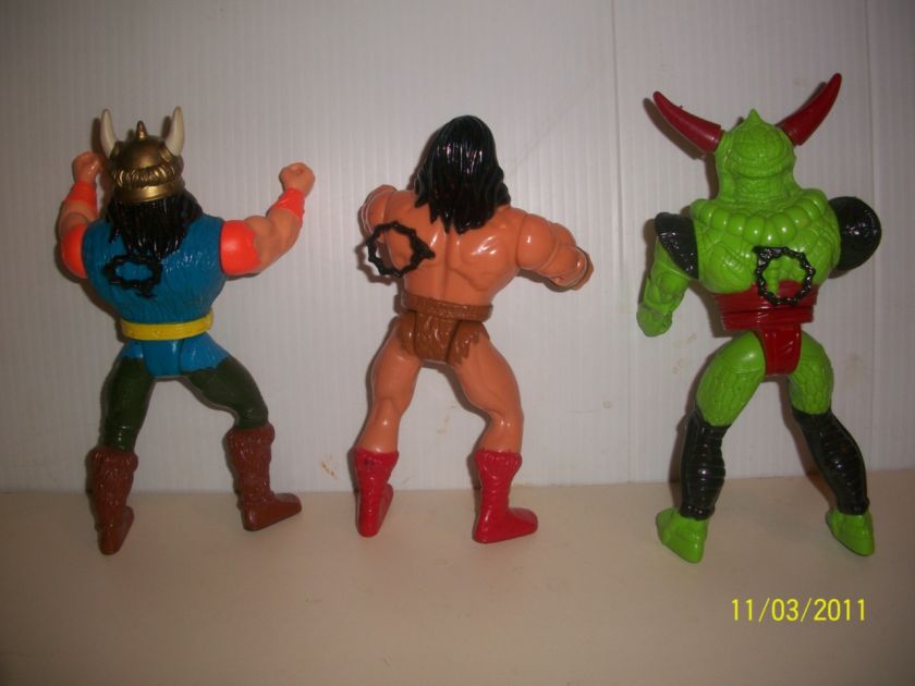 ACTION FIGURES, 3 CONAN THE BARBARIAN, SKULLKUR, PULL STRING ACTION 