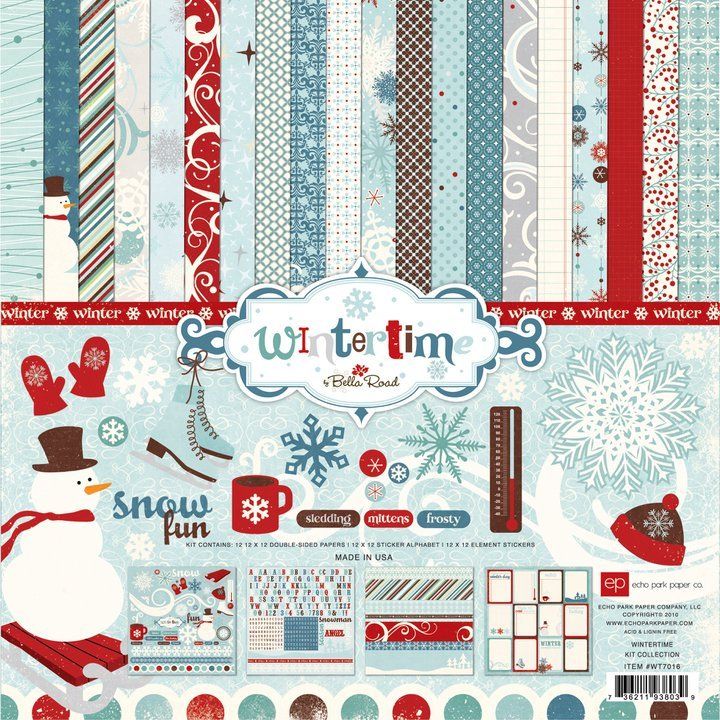 Echo Park Wintertime 15 sheet paper kit Build your own kit  