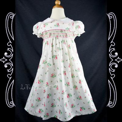 Girls Smocked/Summer/Floral Dress, White NEW 3 4 years  