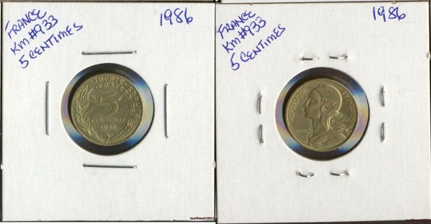 Foreign Coins France 1986 KM#933 5 Centimes  