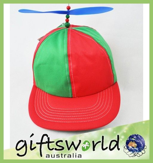 HELICOPTER PROPELLER CLOWN HAT NEW DESIGN CAP RED & GREEN COLOUR NEW 