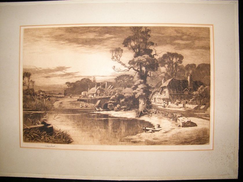 Wilfrid Ball 1908 LG Folio SIGNED Etching. Landscape/English Village 