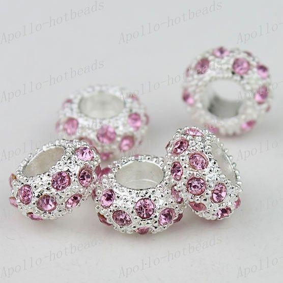 WHOLESALE CRYSTAL SILVER SPACER EUROPEAN BIG HOLE CHARM LOOSE BEADS 