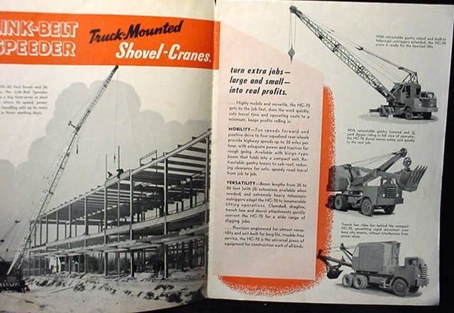 1948 Link Belt Speeder Truck Mounted Shovel Crane Advertising Brochure 