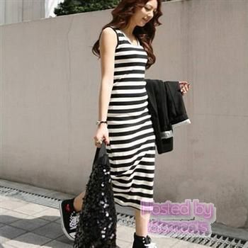 Stripe Maxi Dress   8263#