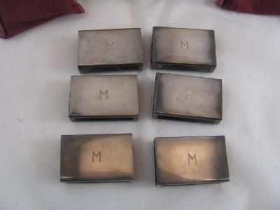   Shreve & Co Match Box Holders Monogramed M Sterling Silver 925 NR 8303