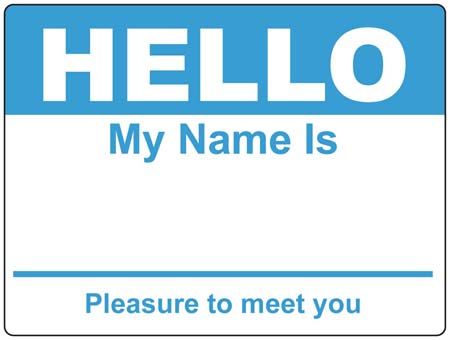   16x4 Hello My Name Is Name Badge Tag Labels / Stickers   Sky Blue