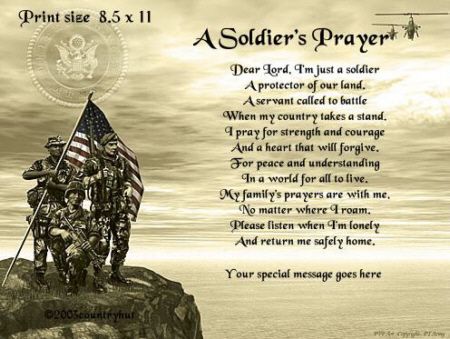 SOLDIERS PRAYER Poem Print   U.S. ARMY  